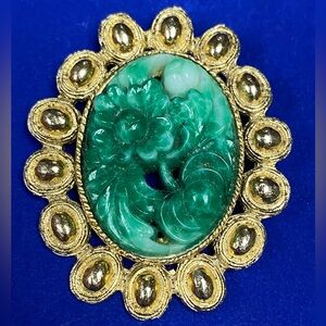 Vintage Hobé Jade Brooch